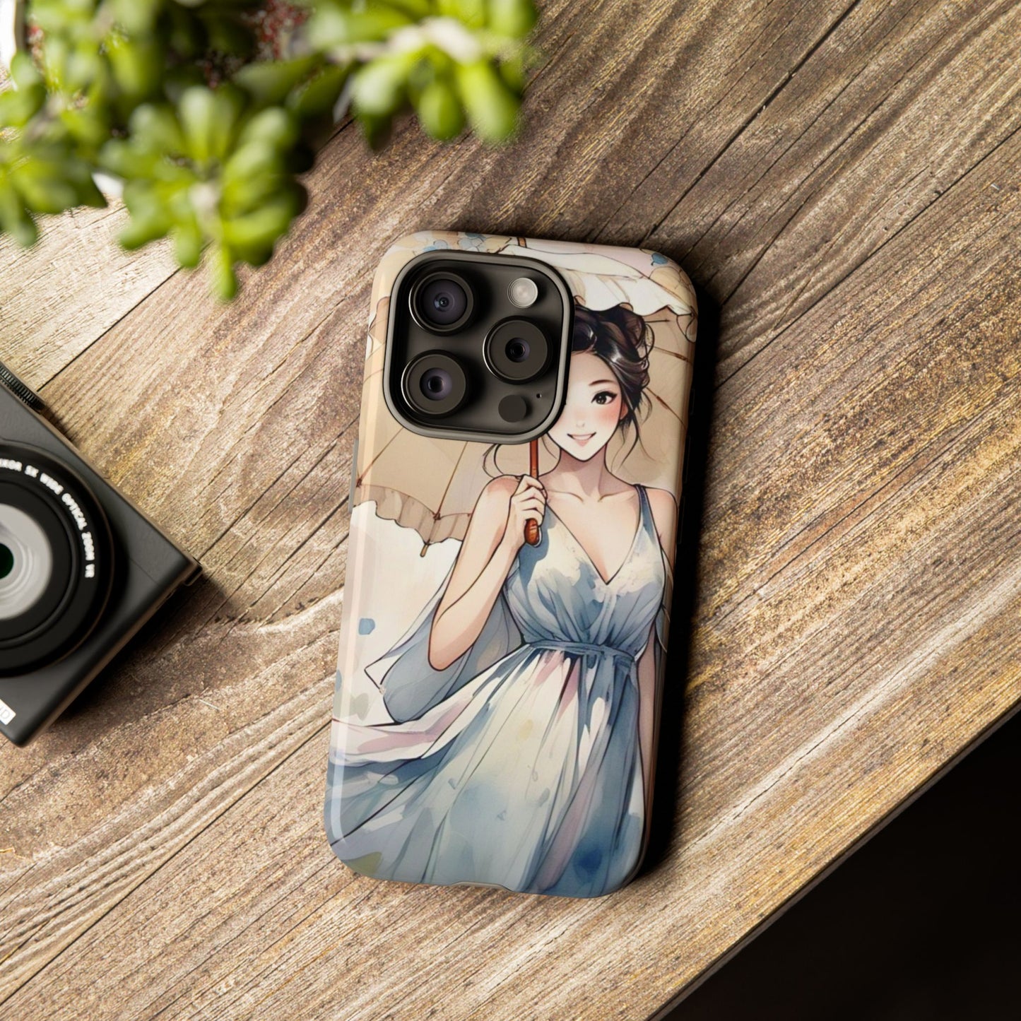 Elegant Floral Phone Case with Umbrella Design