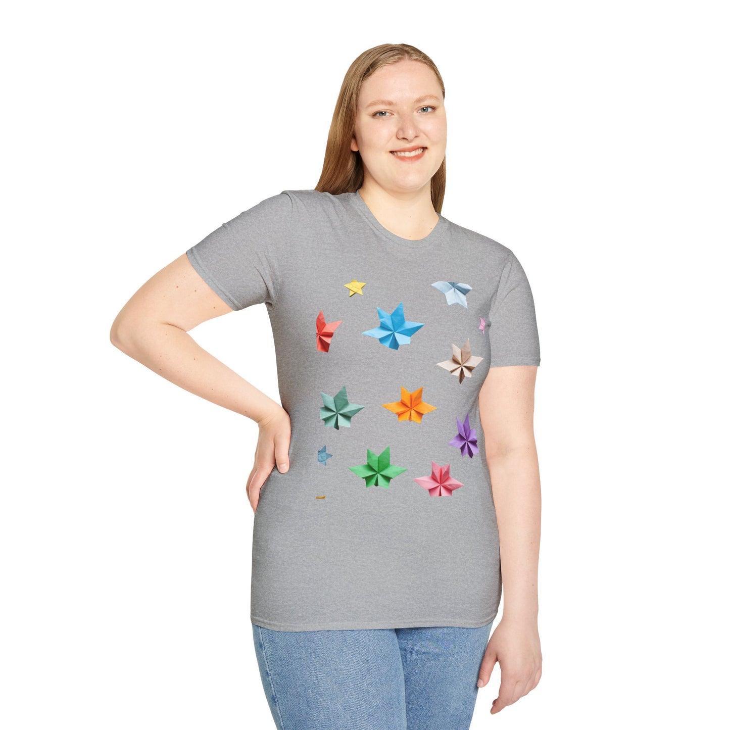 Origami Star Unisex Softstyle T-Shirt - Colorful Paper Art Tee for Creative Souls