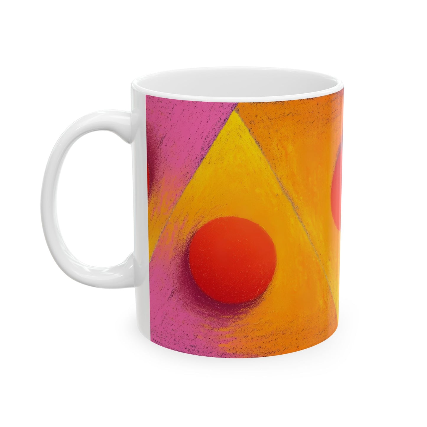 Vibrant Ceramic Coffee Mug - Colorful Geometric Design, 11oz & 15oz