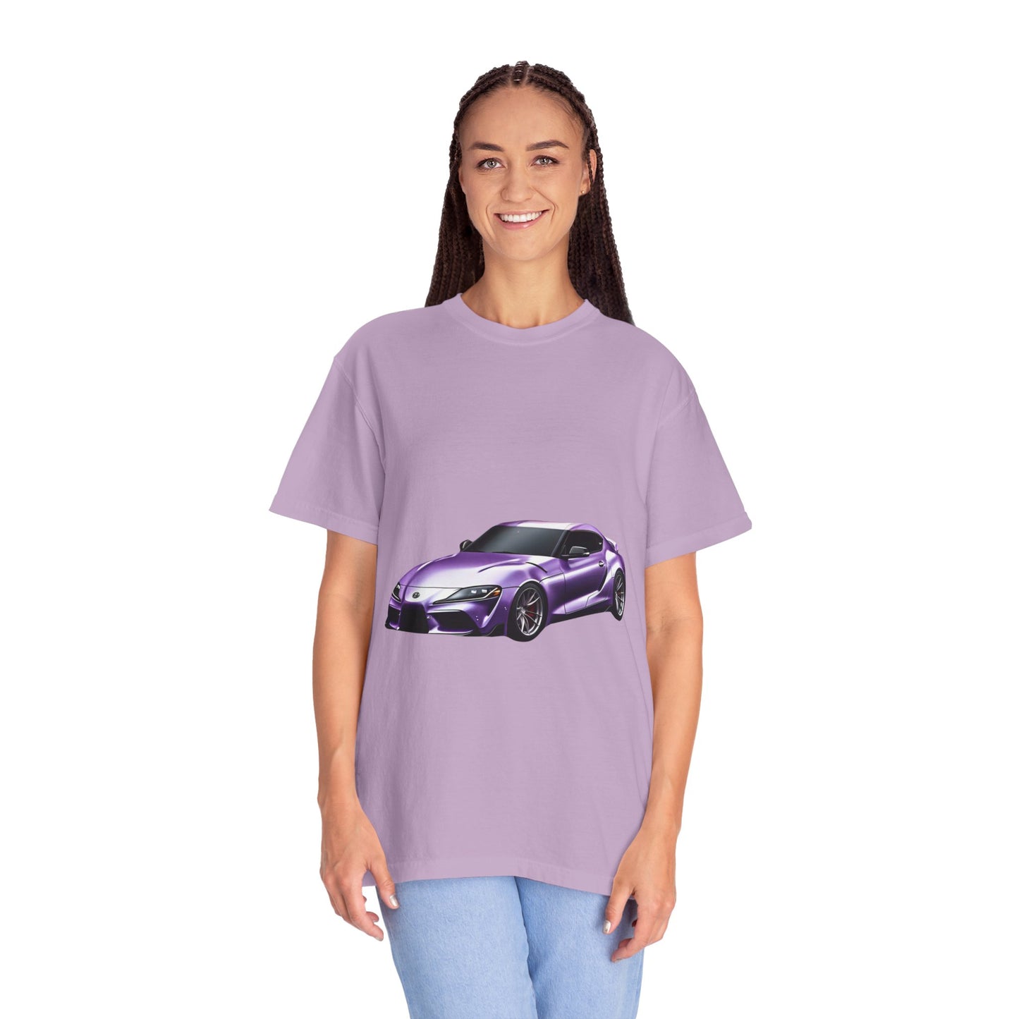 Purple Sports Car T-Shirt | Unisex Garment-Dyed Tee for Car Enthusiasts