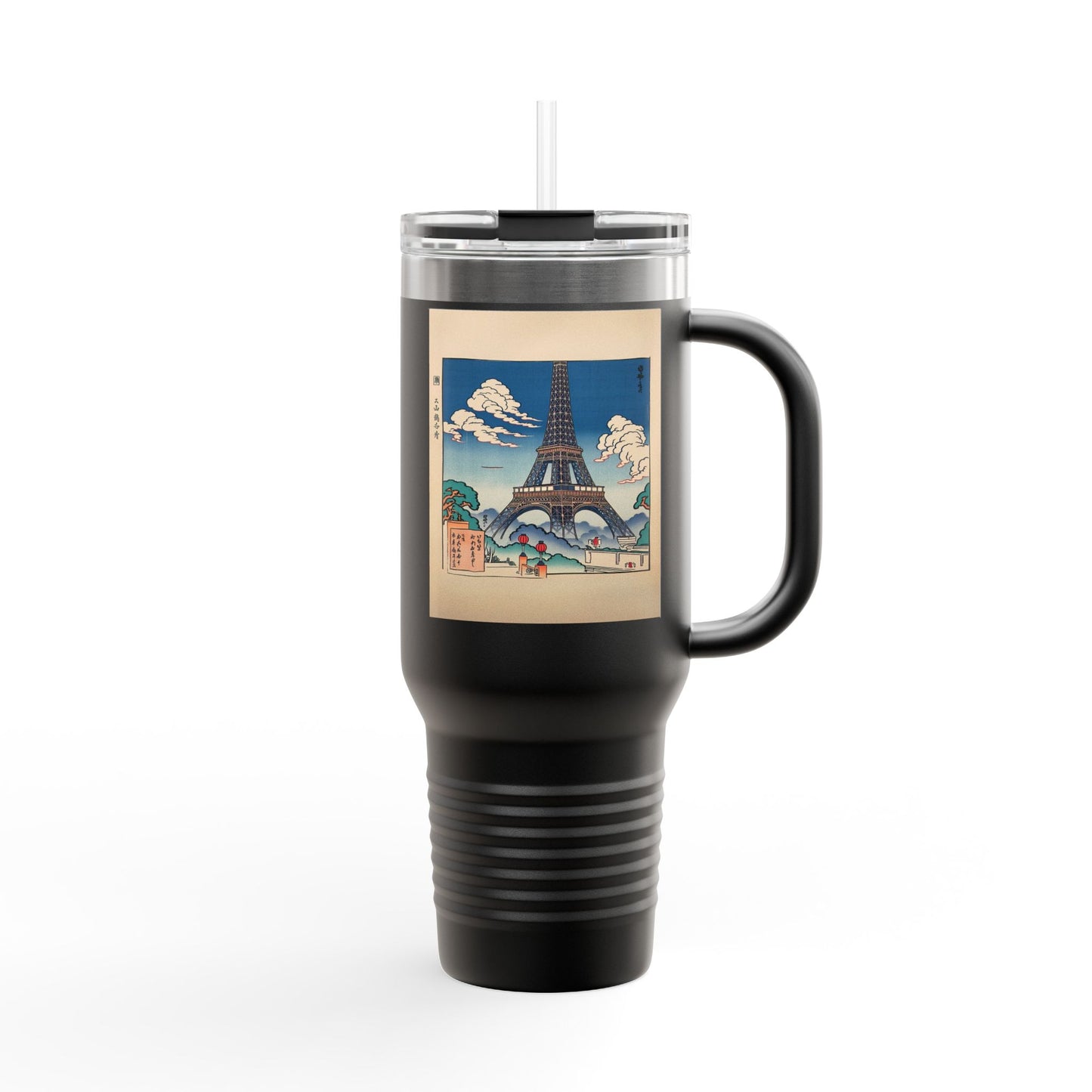 Vintage-Inspired Insulated Travel Mug - 40oz with Iconic Landmarks