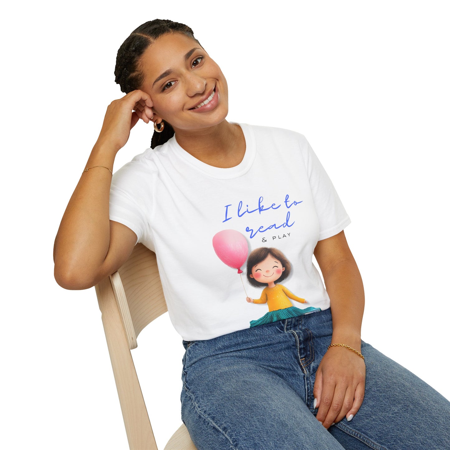 Women's Fun T-Shirt - "I Like to Read & Play"