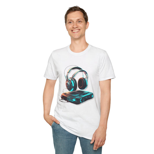 Retro Headphones Graphic Unisex Softstyle T-Shirt