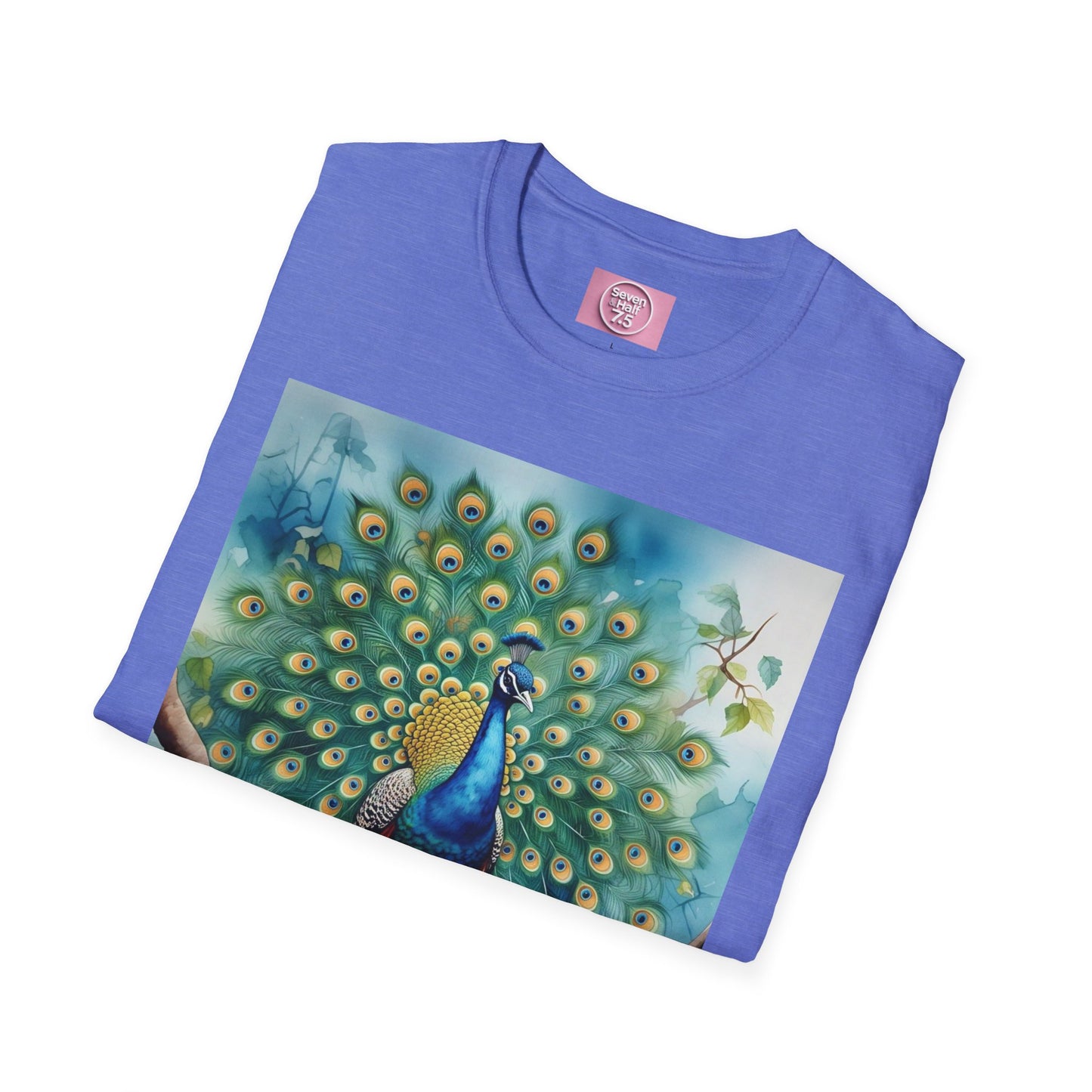 Colorful Peacock Unisex Softstyle T-Shirt - Vibrant Nature Art Tee
