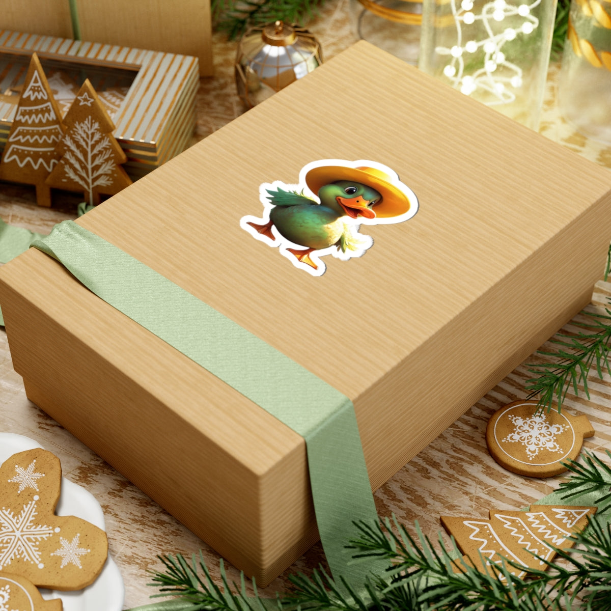 Funny Duck Hat Kiss-Cut Stickers - Cute Adhesive Decals for Laptops, Water Bottles & More