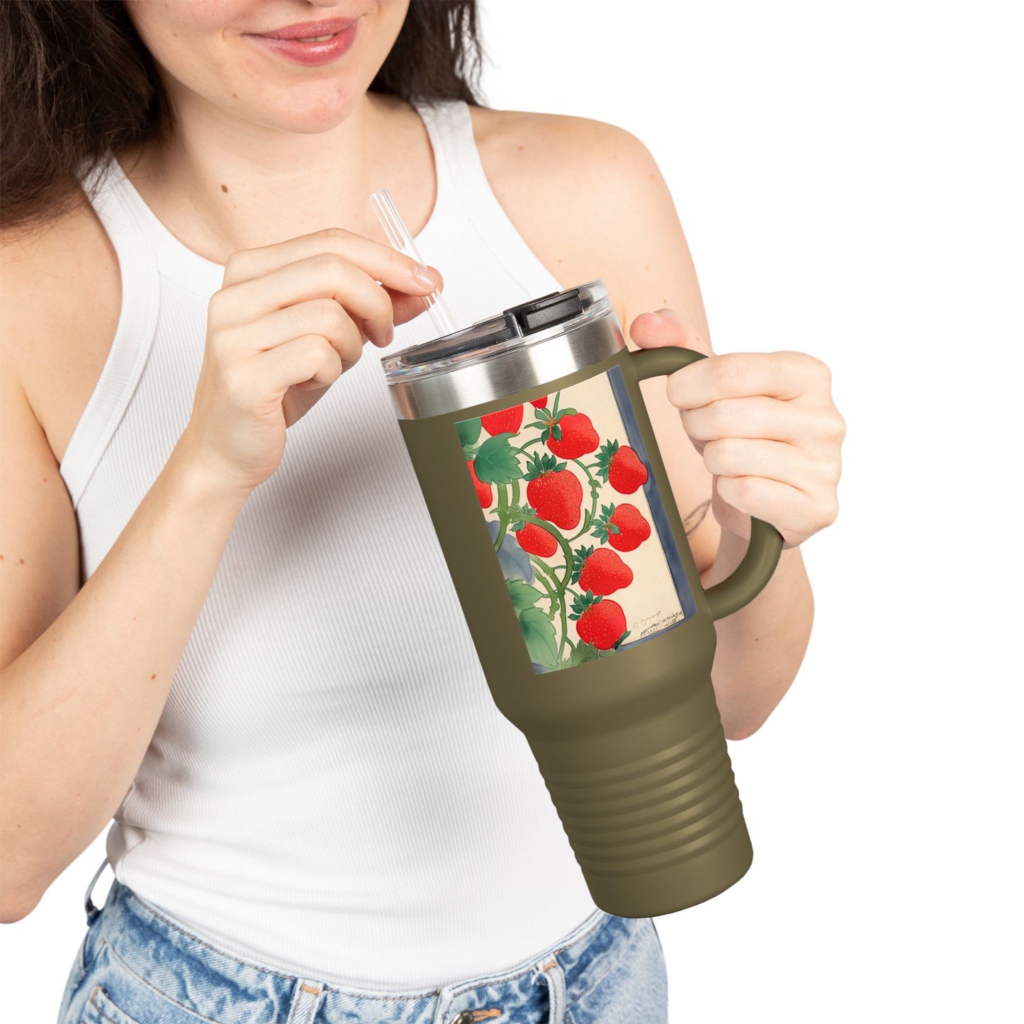 Strawberry Floral Insulated Travel Mug - 40oz
