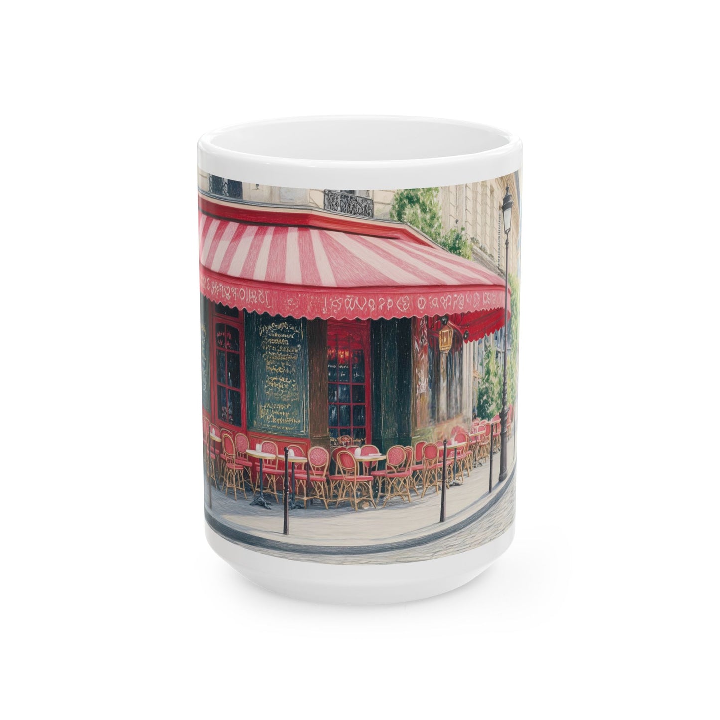 Charming Parisian Cafe Ceramic Mug - Perfect for Coffee Lovers & Gift Giving