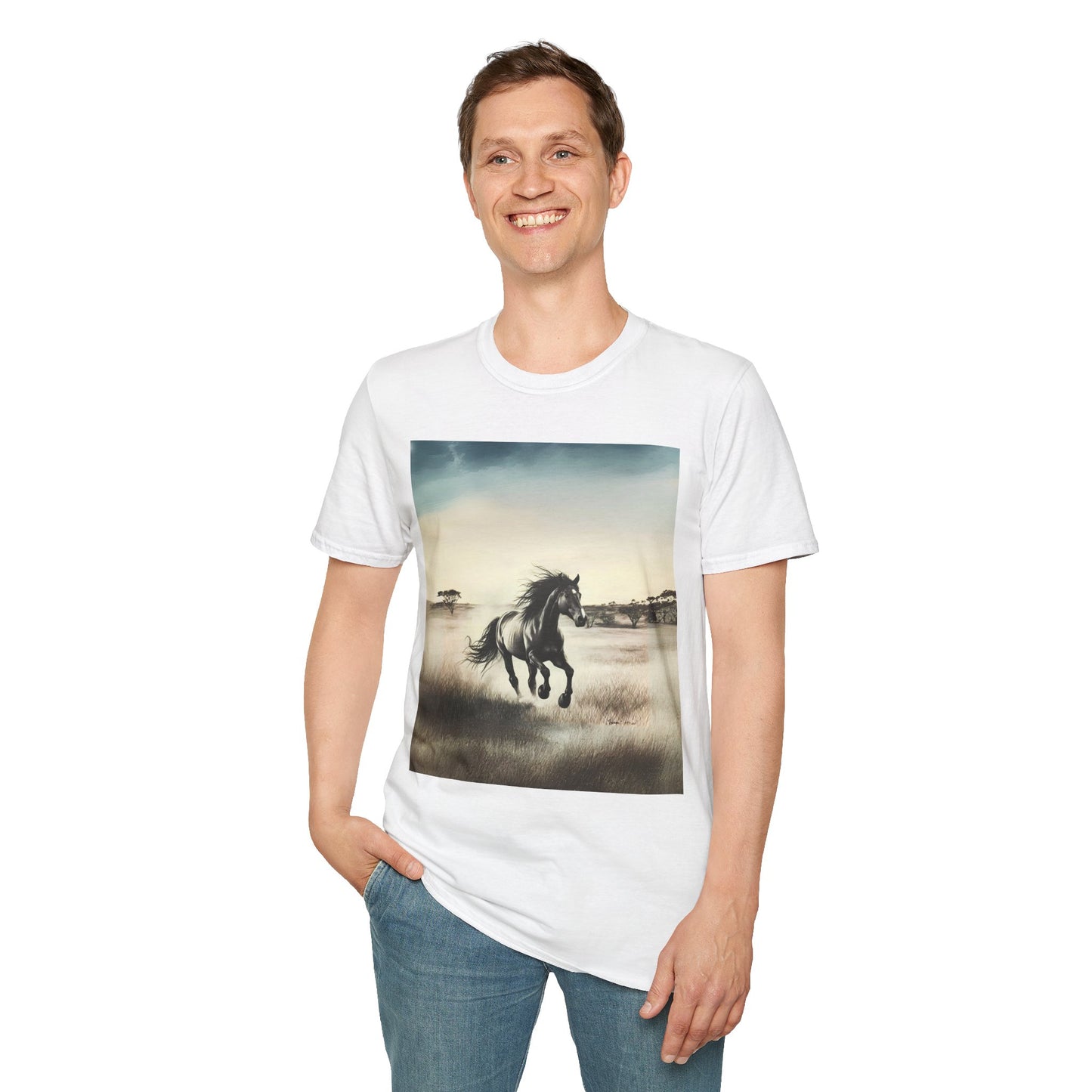 Majestic Horse Unisex Softstyle T-Shirt - Nature Inspired Graphic Tee