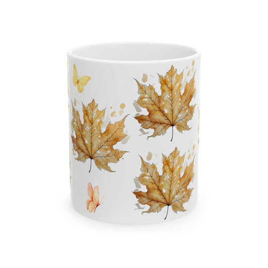 Autumn Leaves Ceramic Mug - Fall Coffee Tea Cup