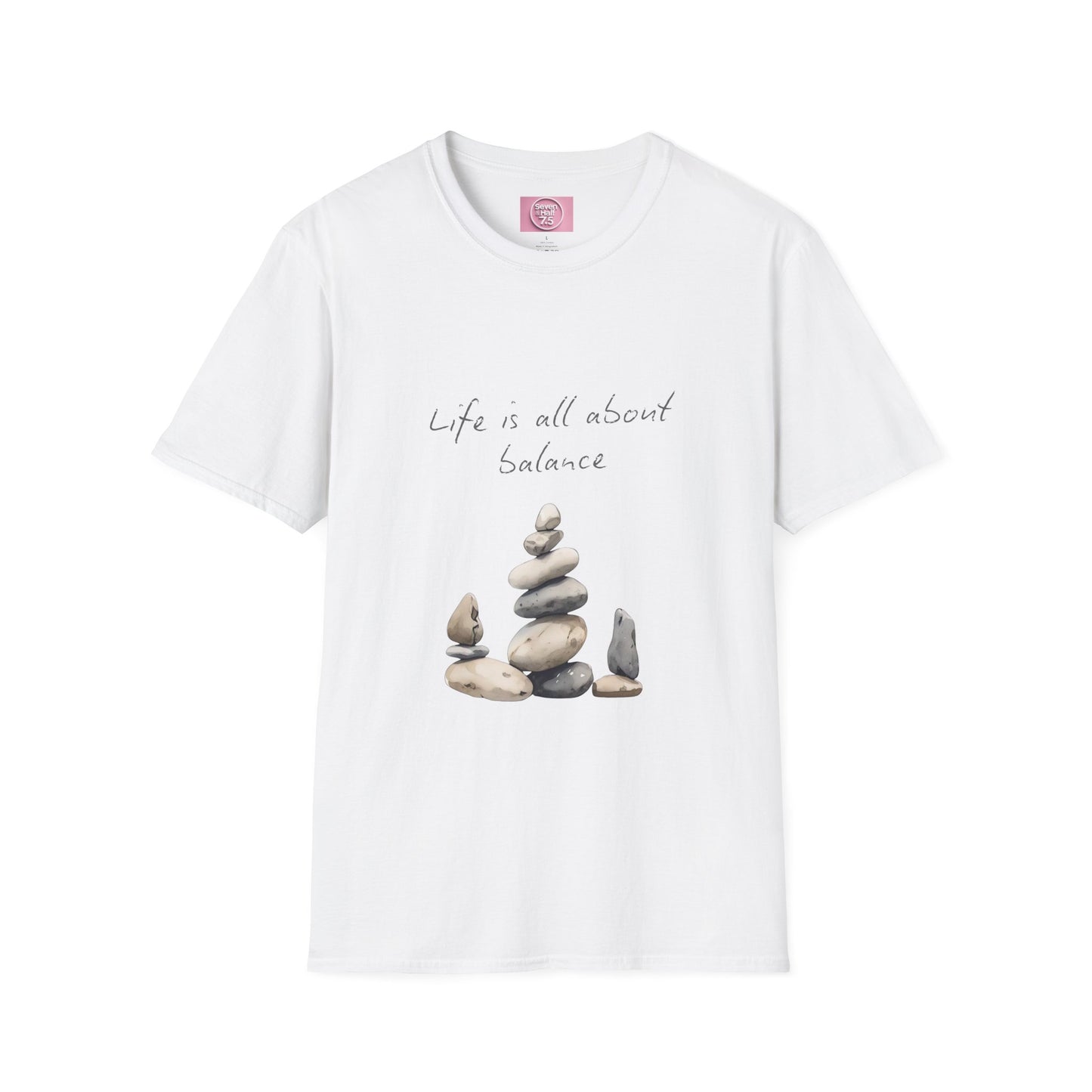 Unisex Softstyle T-Shirt - "Life is all about Balance" Design - Perfect for Mindfulness and Relaxation