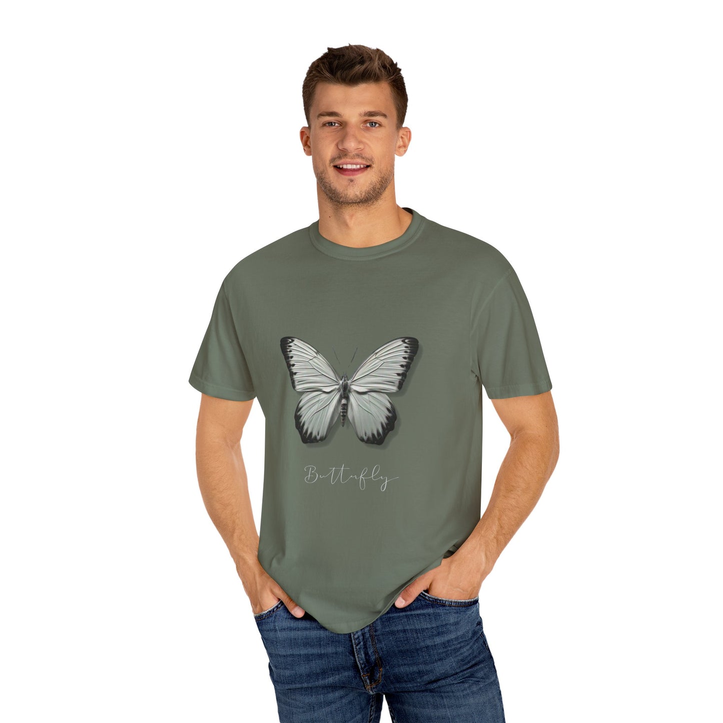 Butterfly Unisex Garment-Dyed T-Shirt – Nature-Inspired Casual Wear