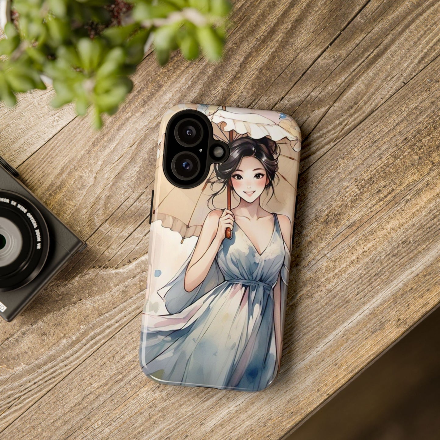 Elegant Floral Phone Case with Umbrella Design