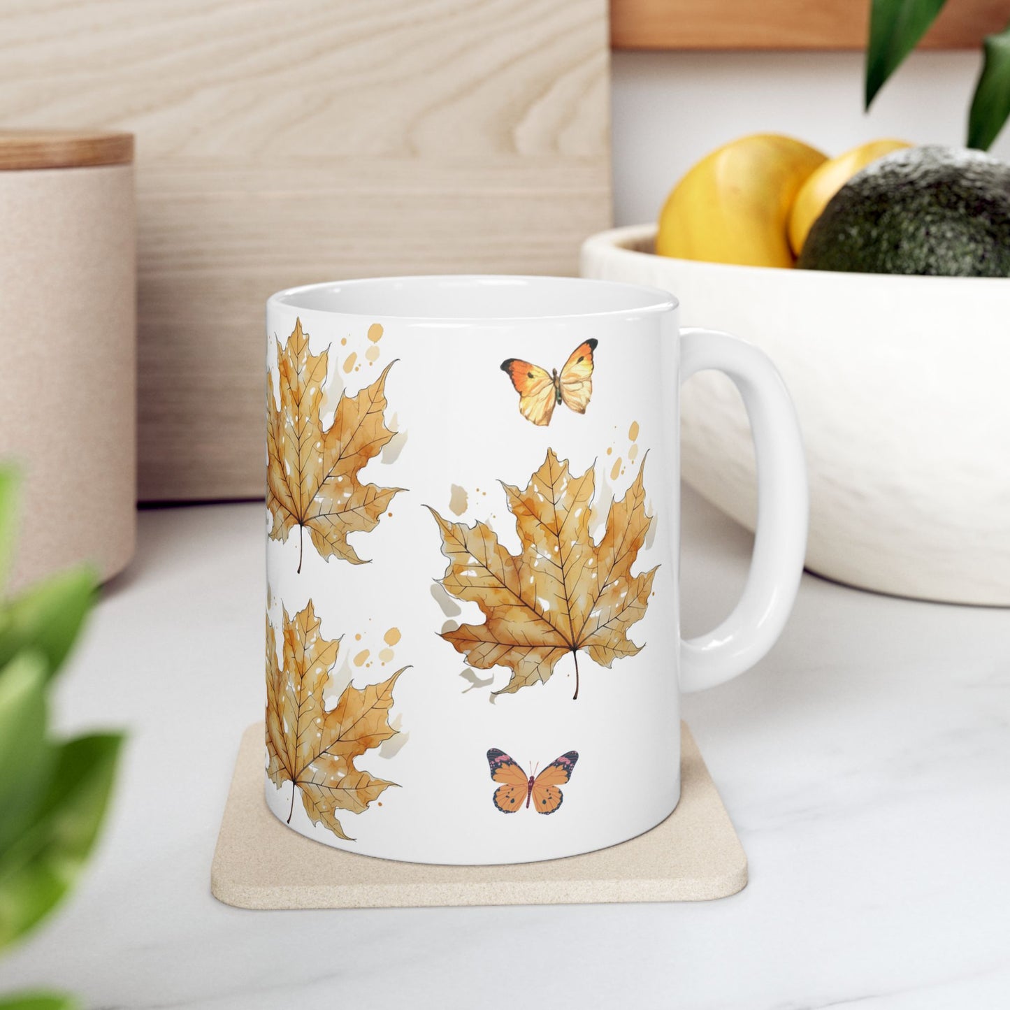 Autumn Leaves Ceramic Mug - Fall Coffee Tea Cup