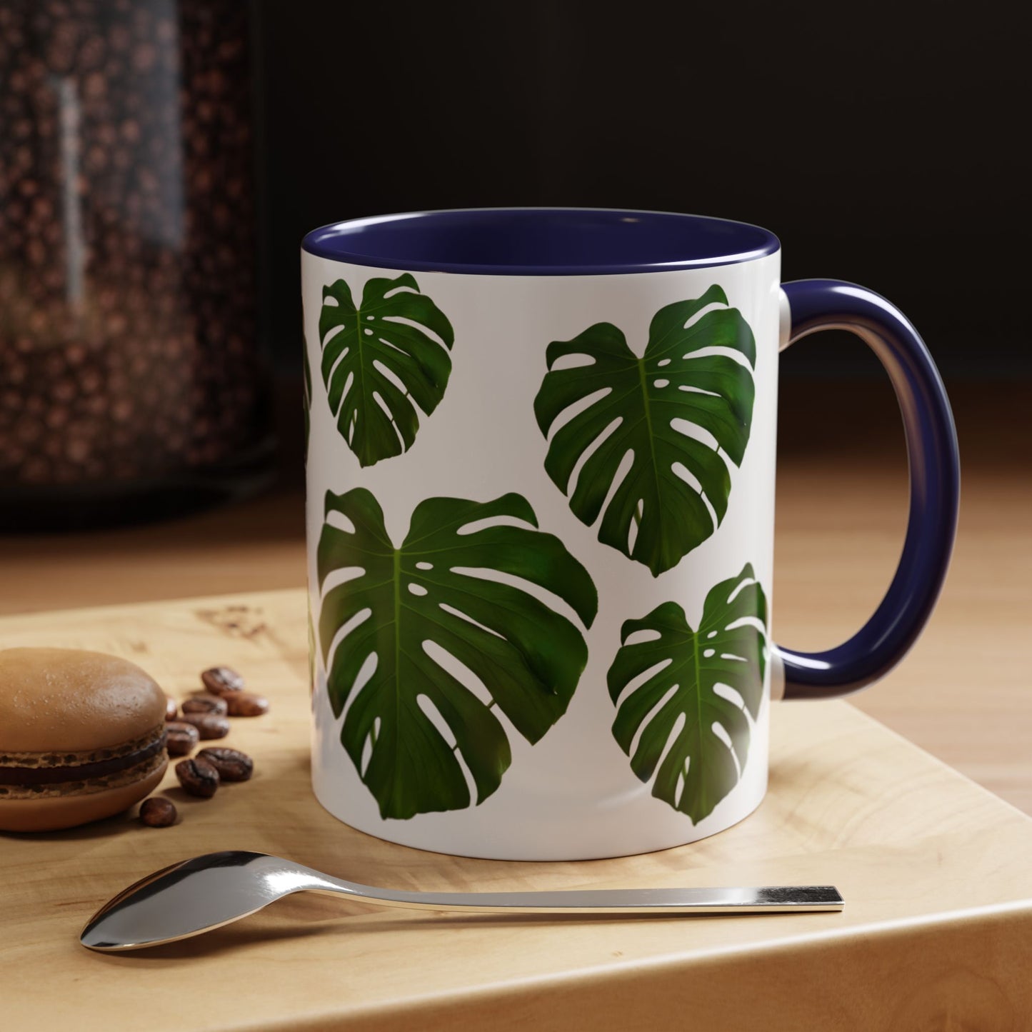 Tropical Monstera Accent Coffee Mug - Green Leaf Design, Plant Lover Gift, Home Decor, Kitchen Essentials, Nature Inspired