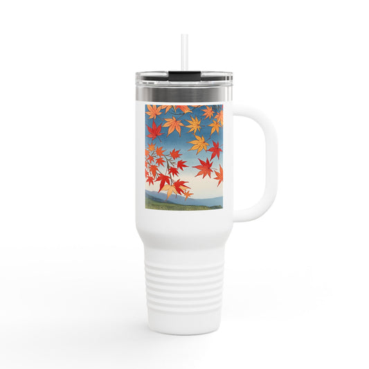 Autumn Leaves Insulated Travel Mug - 40oz Travel Cup with Straw