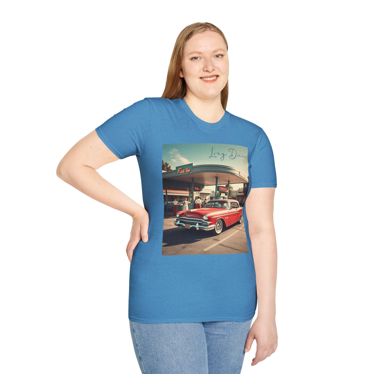 Retro Car Unisex Softstyle T-Shirt - Long Drive Graphic Tee