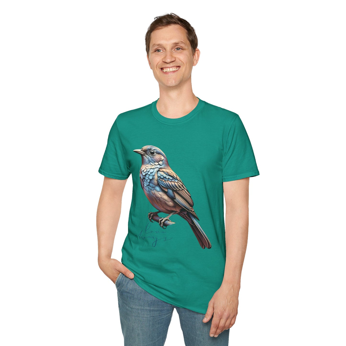 Nature-Inspired Bird Graphic T-Shirt for Soft Comfort