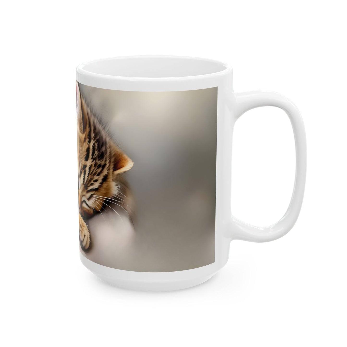 Cute Sleeping Cat Ceramic Mug - Cozy Cat Lover Gift (11oz, 15oz)