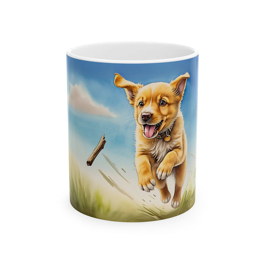 Playful Puppy Ceramic Mug - Perfect for Dog Lovers and Nature Enthusiasts