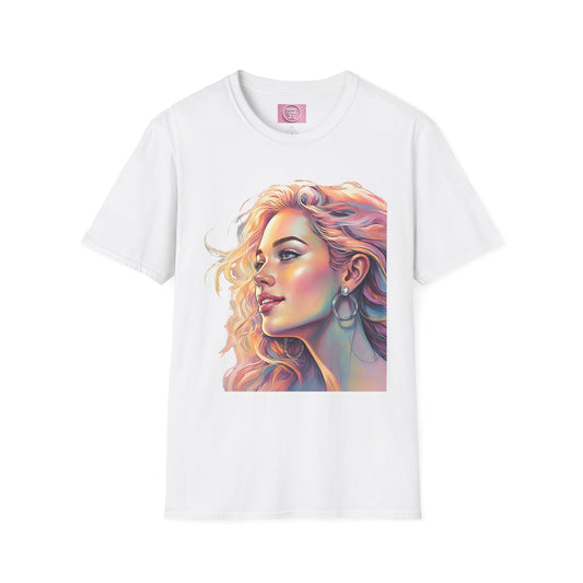 Artistic Women's Portrait T-Shirt - Women's Softstyle Tee for Creative Souls