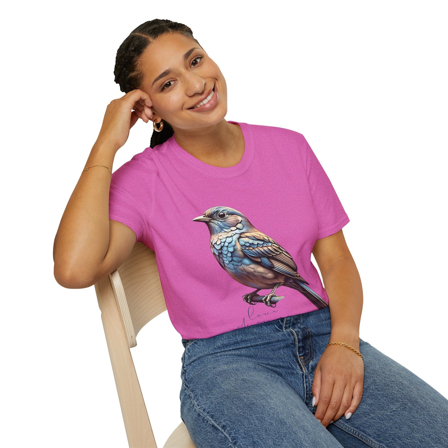 Nature-Inspired Bird Graphic T-Shirt for Soft Comfort