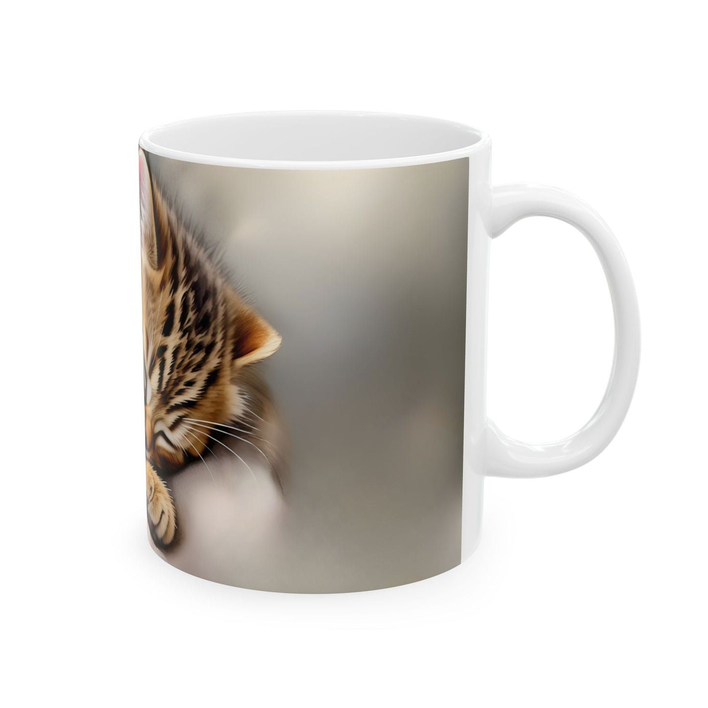 Cute Sleeping Cat Ceramic Mug - Cozy Cat Lover Gift (11oz, 15oz)
