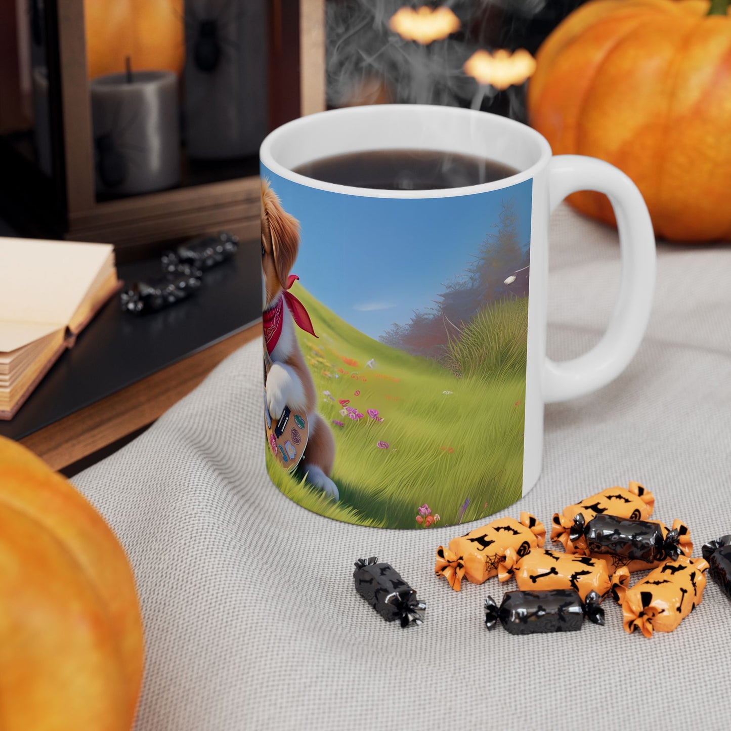 Cute Puppy Playing Guitar Ceramic Mug - Perfect Gift for Dog Lovers