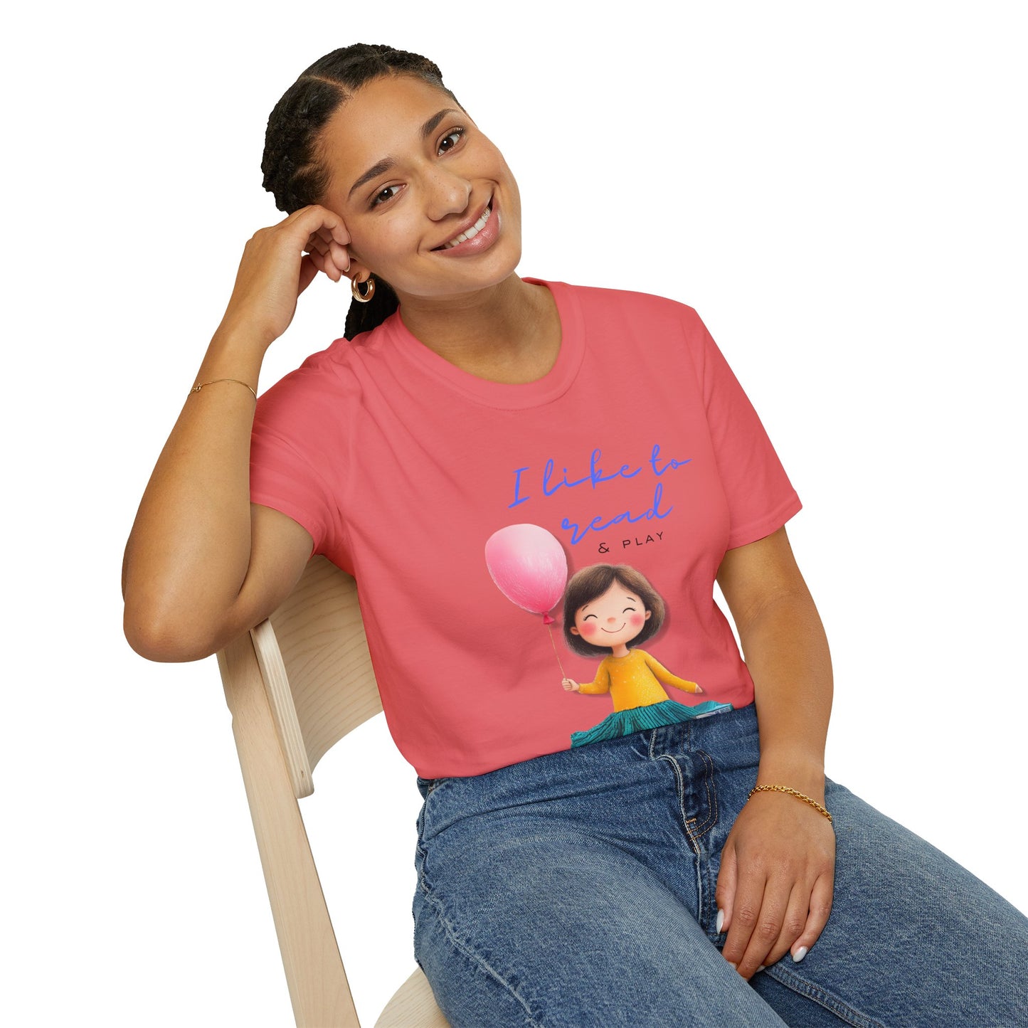 Women's Fun T-Shirt - "I Like to Read & Play"
