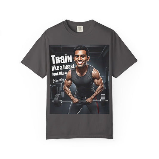 Motivational Fitness T-Shirt - 'Train like a beast, look like a beauty'