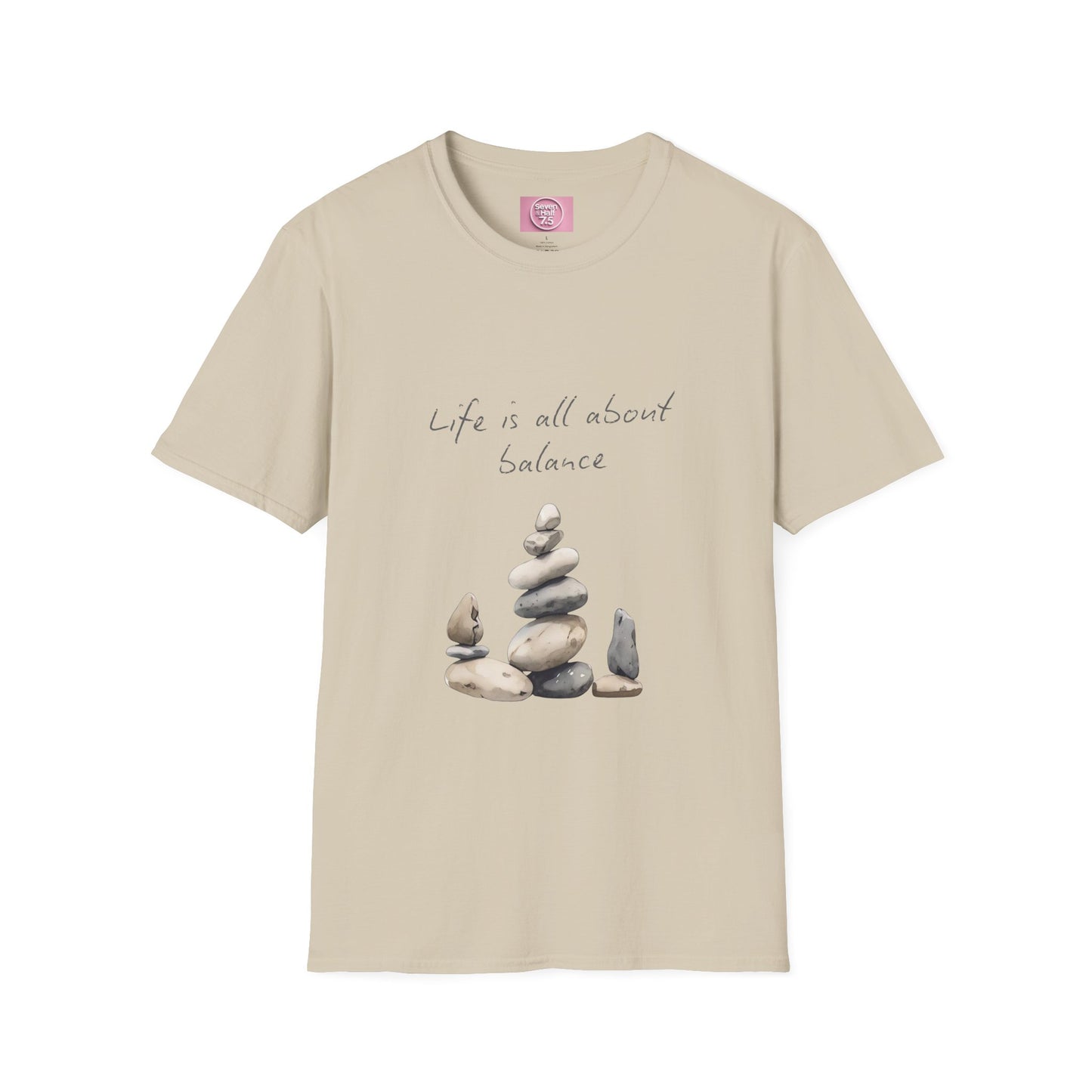 Unisex Softstyle T-Shirt - "Life is all about Balance" Design - Perfect for Mindfulness and Relaxation