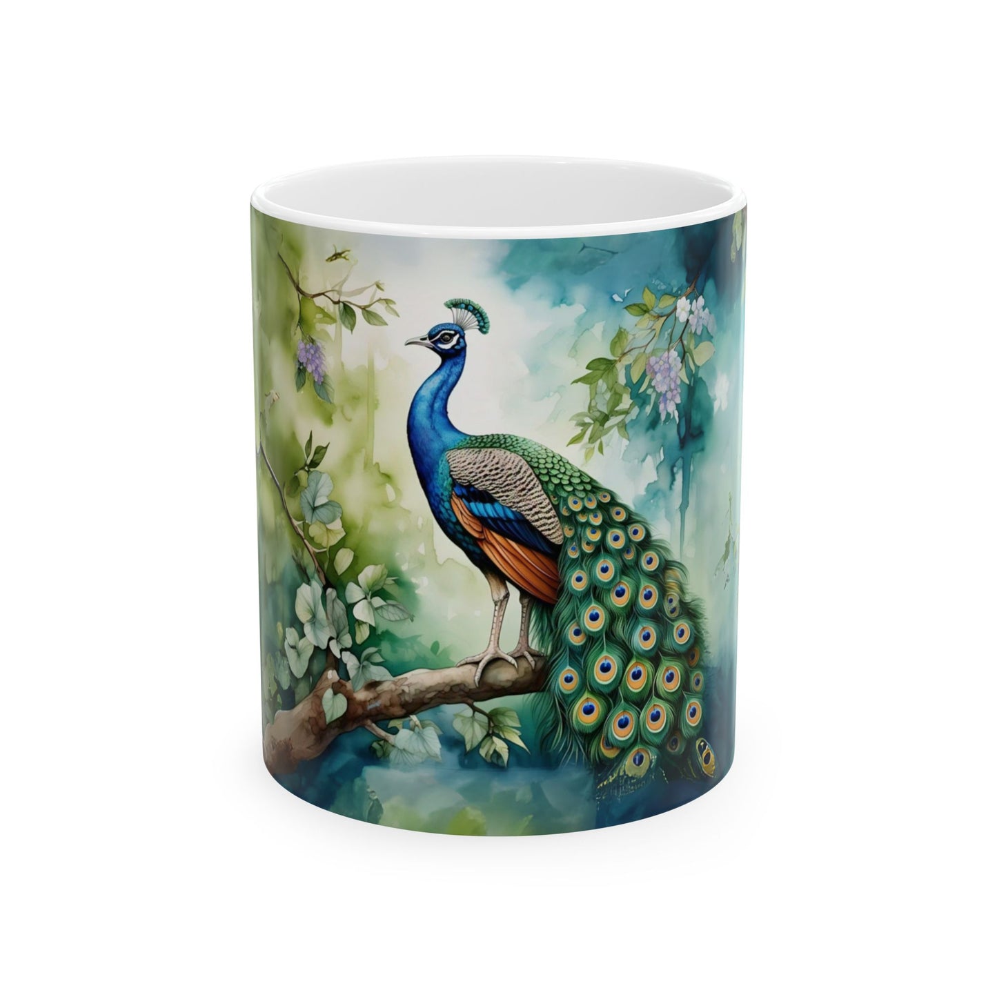Vibrant Peacock Ceramic Mug - 11oz & 15oz