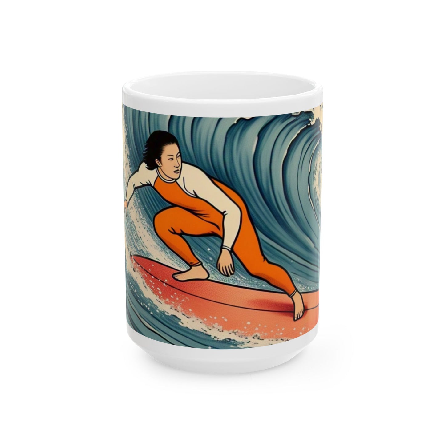 Surfing Waves Ceramic Mug - Stylish 11oz & 15oz Coffee Cup for Beach Lovers