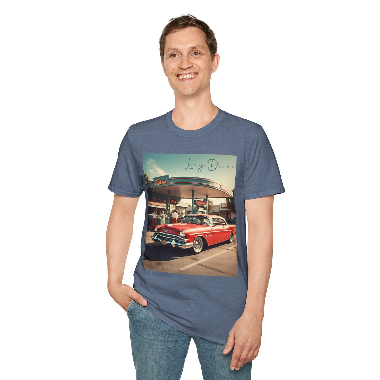 Retro Car Unisex Softstyle T-Shirt - Long Drive Graphic Tee