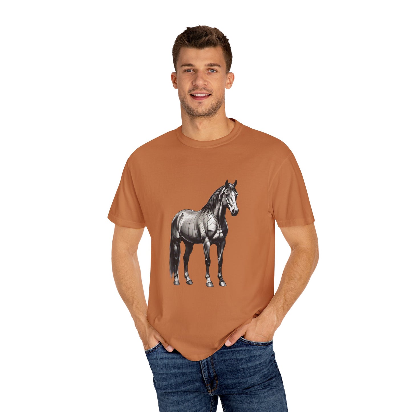 Equestrian Vibe Unisex Garment-Dyed T-Shirt - Horse Design