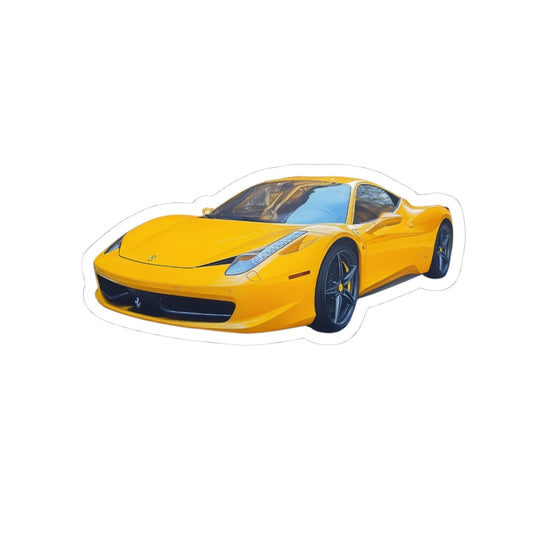 Vibrant Yellow Sports Car Kiss-Cut Stickers - Perfect for Car Enthusiasts