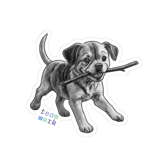 Cute Dog Teamwork Stickers - Fun & Playful Pet Decor