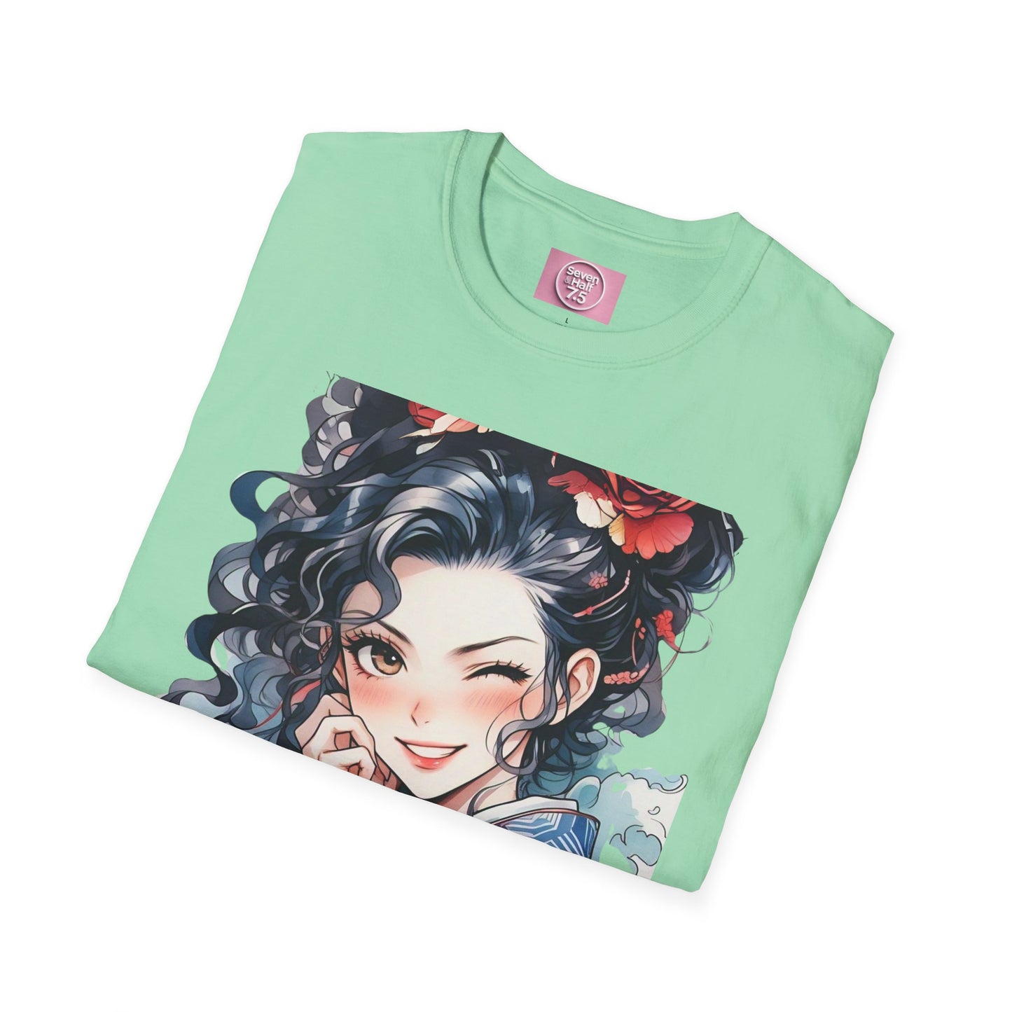 Stylish Unisex Softstyle T-Shirt - Charming Kimono Girl Design