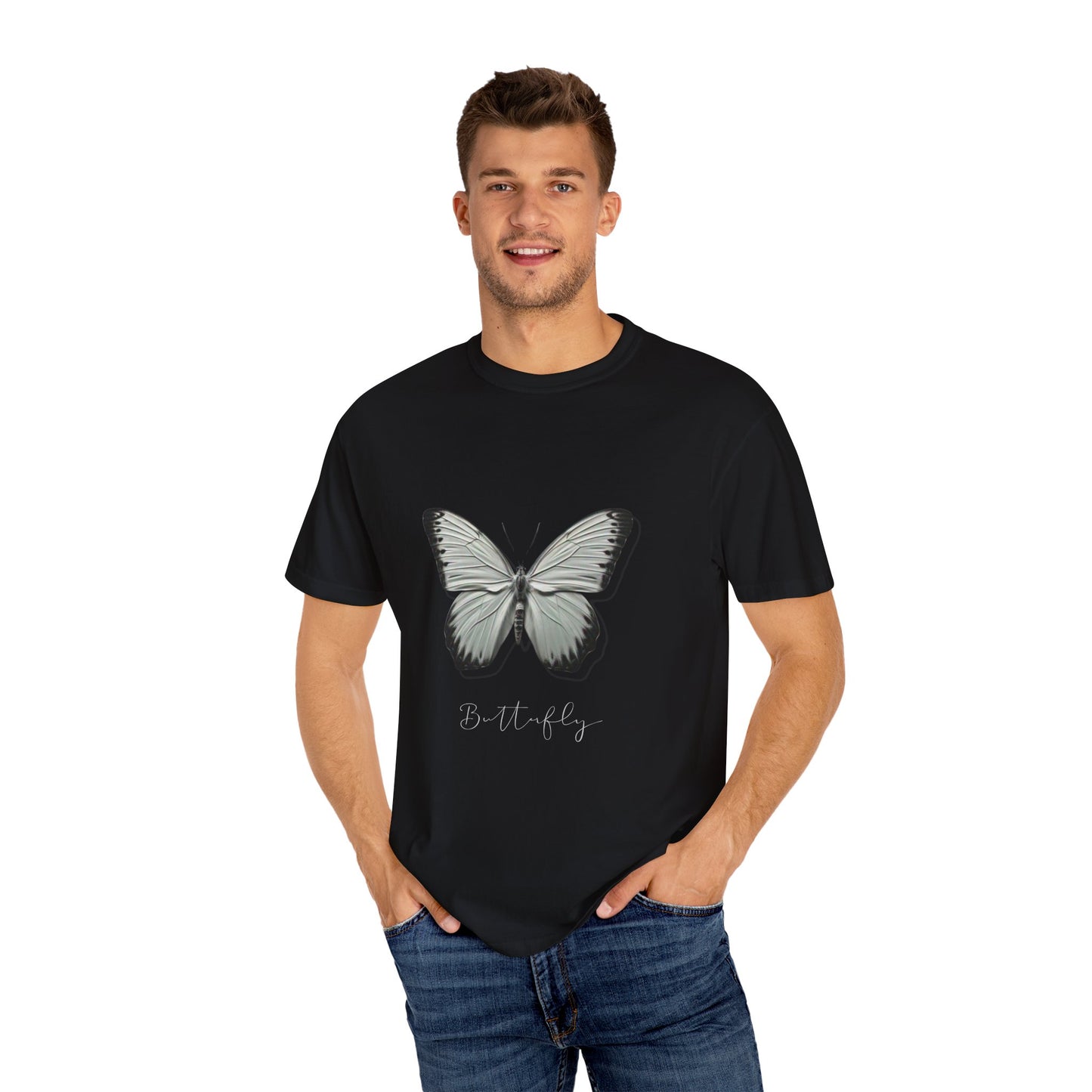 Butterfly Unisex Garment-Dyed T-Shirt – Nature-Inspired Casual Wear