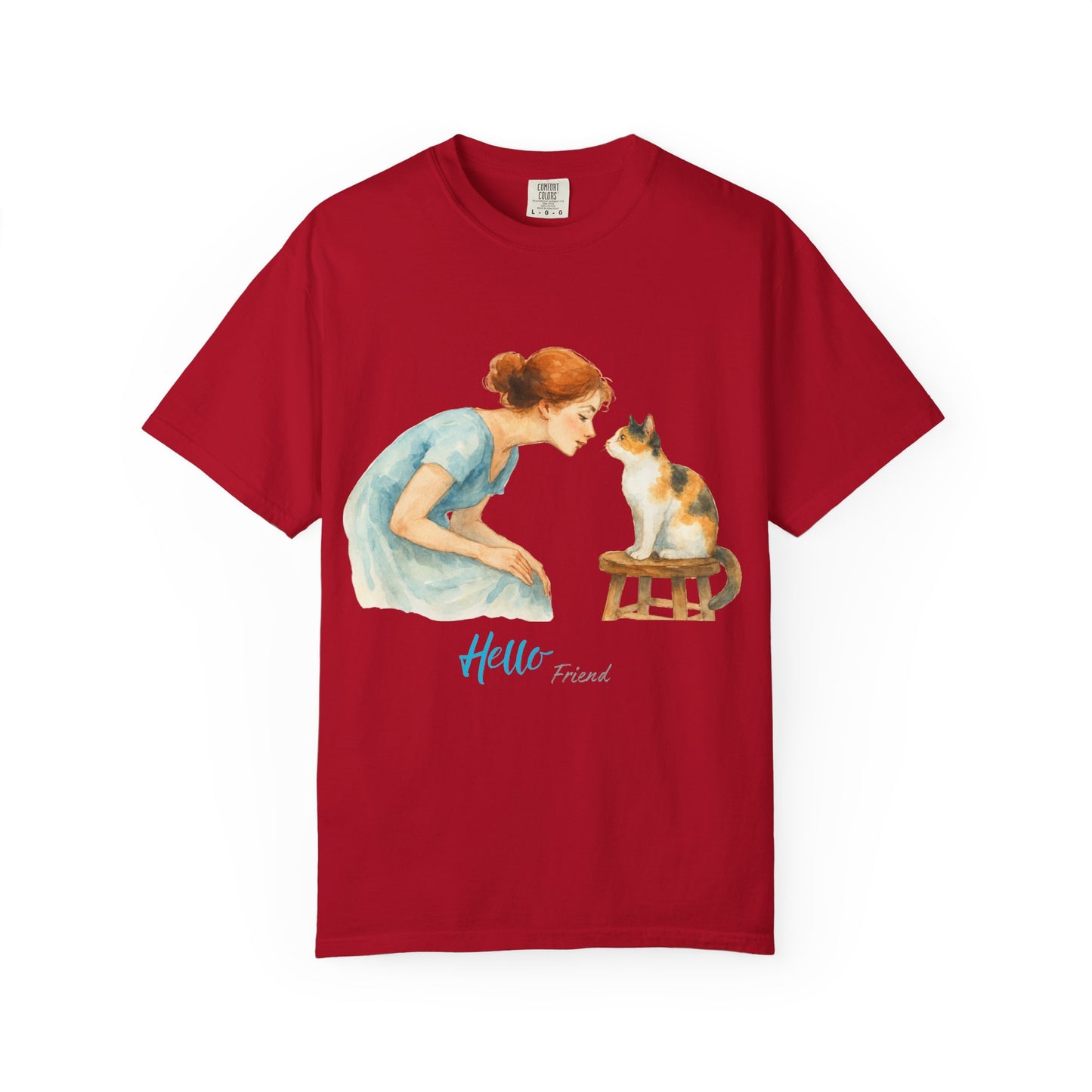 Hello Friend Cat Lover T-Shirt - Unisex Garment-Dyed Tee