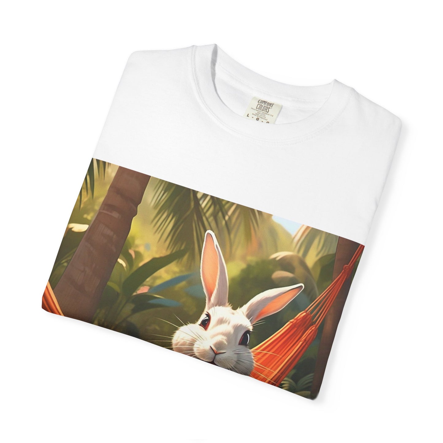 Relaxing Bunny T-Shirt - Unisex Garment-Dyed Tee for Nature Lovers