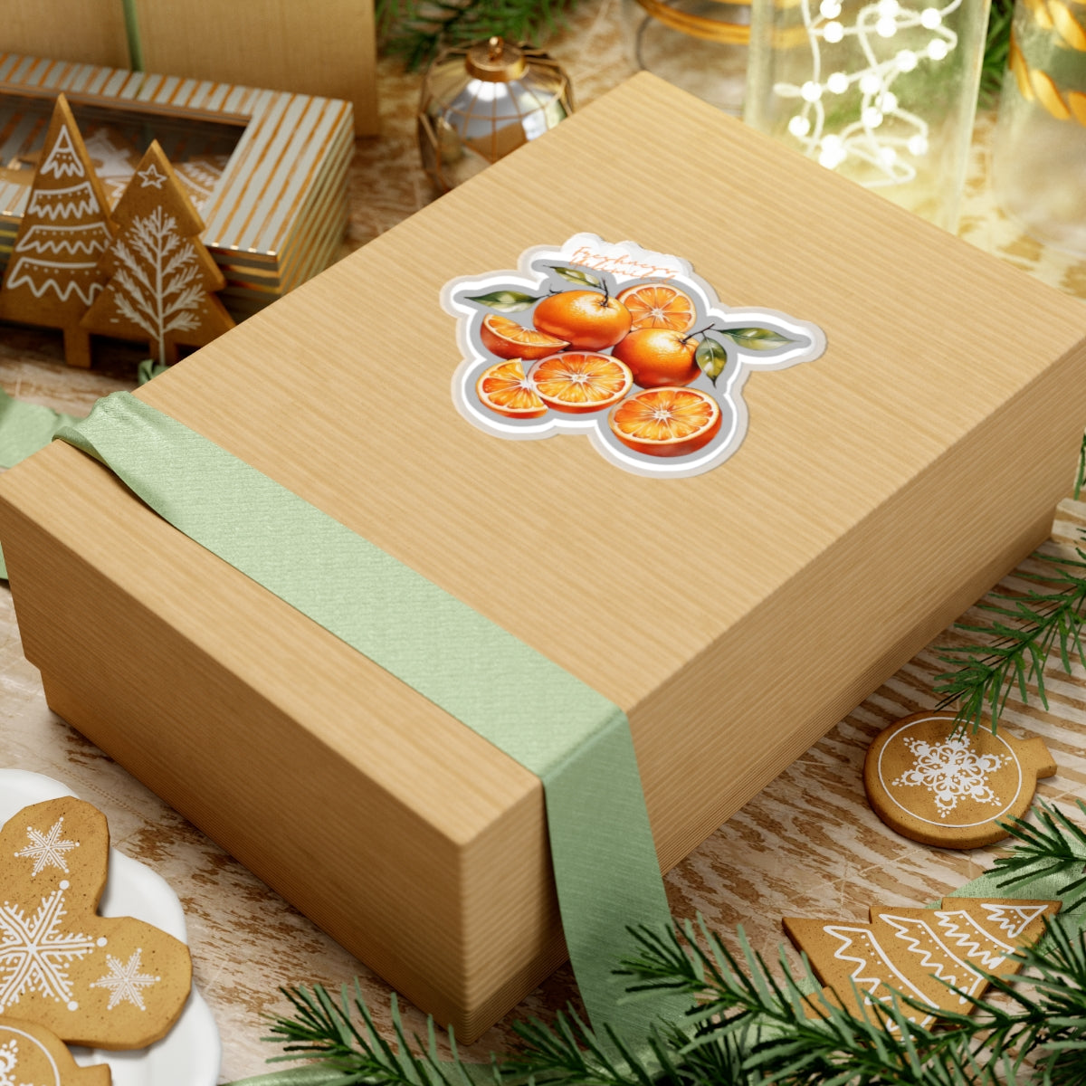Fresh Citrus Kiss-Cut Stickers - Colorful Orange Fruit Design for Smooth Surfaces