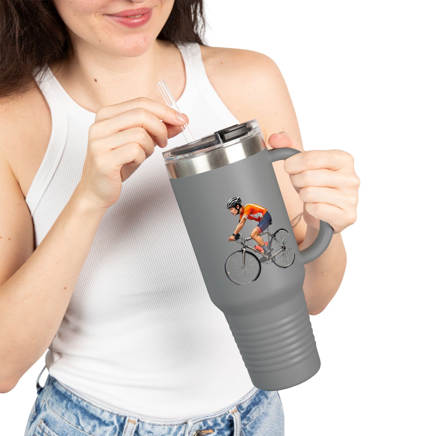 Cycling Enthusiast Insulated Travel Mug - 40oz, Perfect for Adventurers and Coffee Lovers