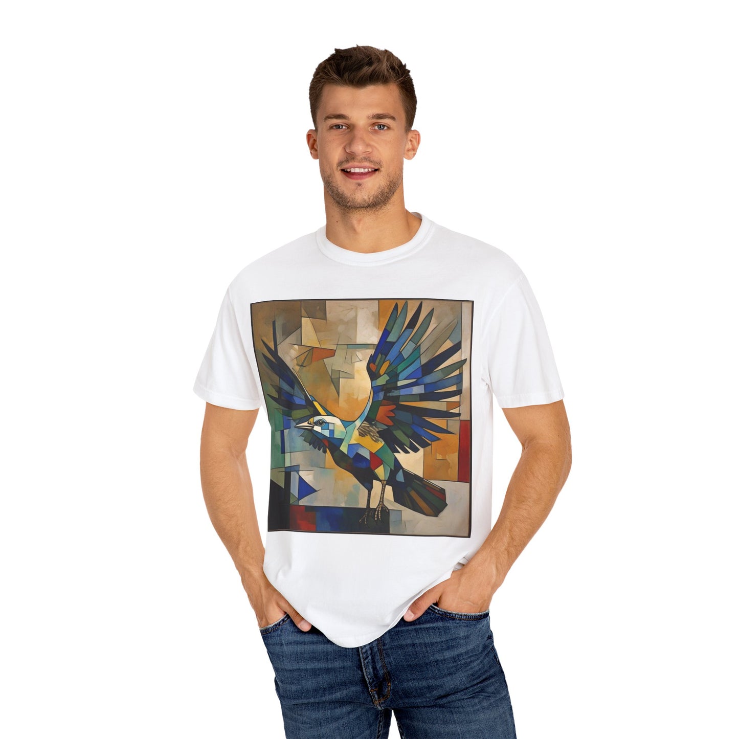 Colorful Bird Art Unisex T-Shirt - Vibrant Garment-Dyed Tee
