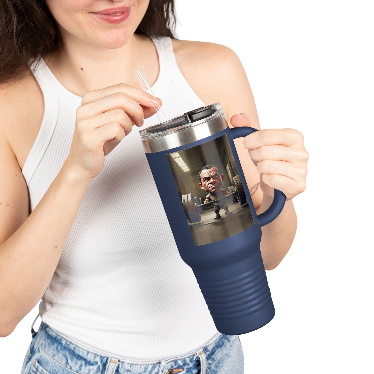 Funny Insulated Travel Mug - 40oz Motivational Humor Gift for Gym Lovers