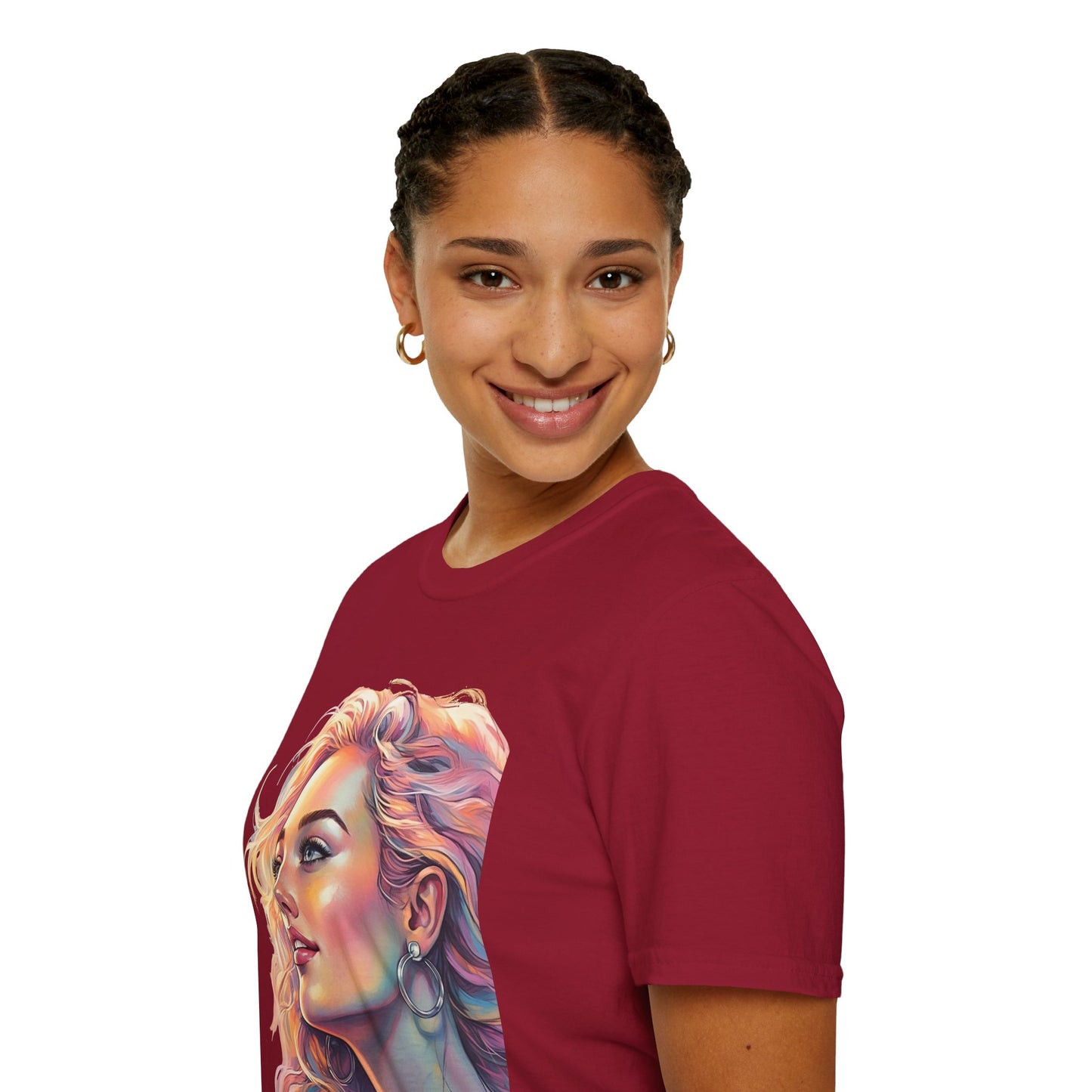 Artistic Women's Portrait T-Shirt - Women's Softstyle Tee for Creative Souls