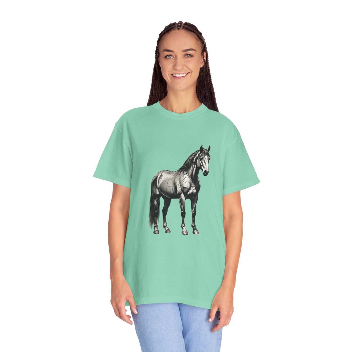 Equestrian Vibe Unisex Garment-Dyed T-Shirt - Horse Design