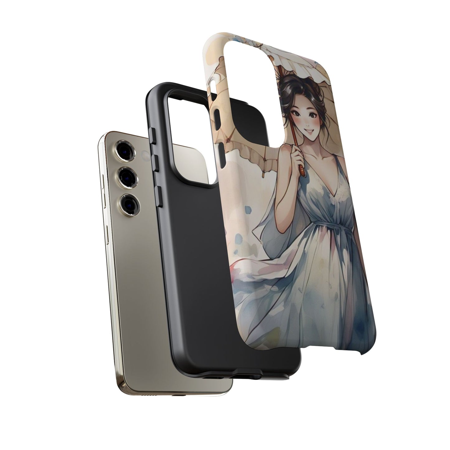 Elegant Floral Phone Case with Umbrella Design