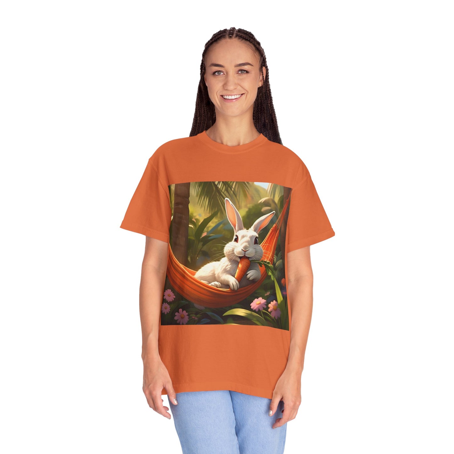 Relaxing Bunny T-Shirt - Unisex Garment-Dyed Tee for Nature Lovers
