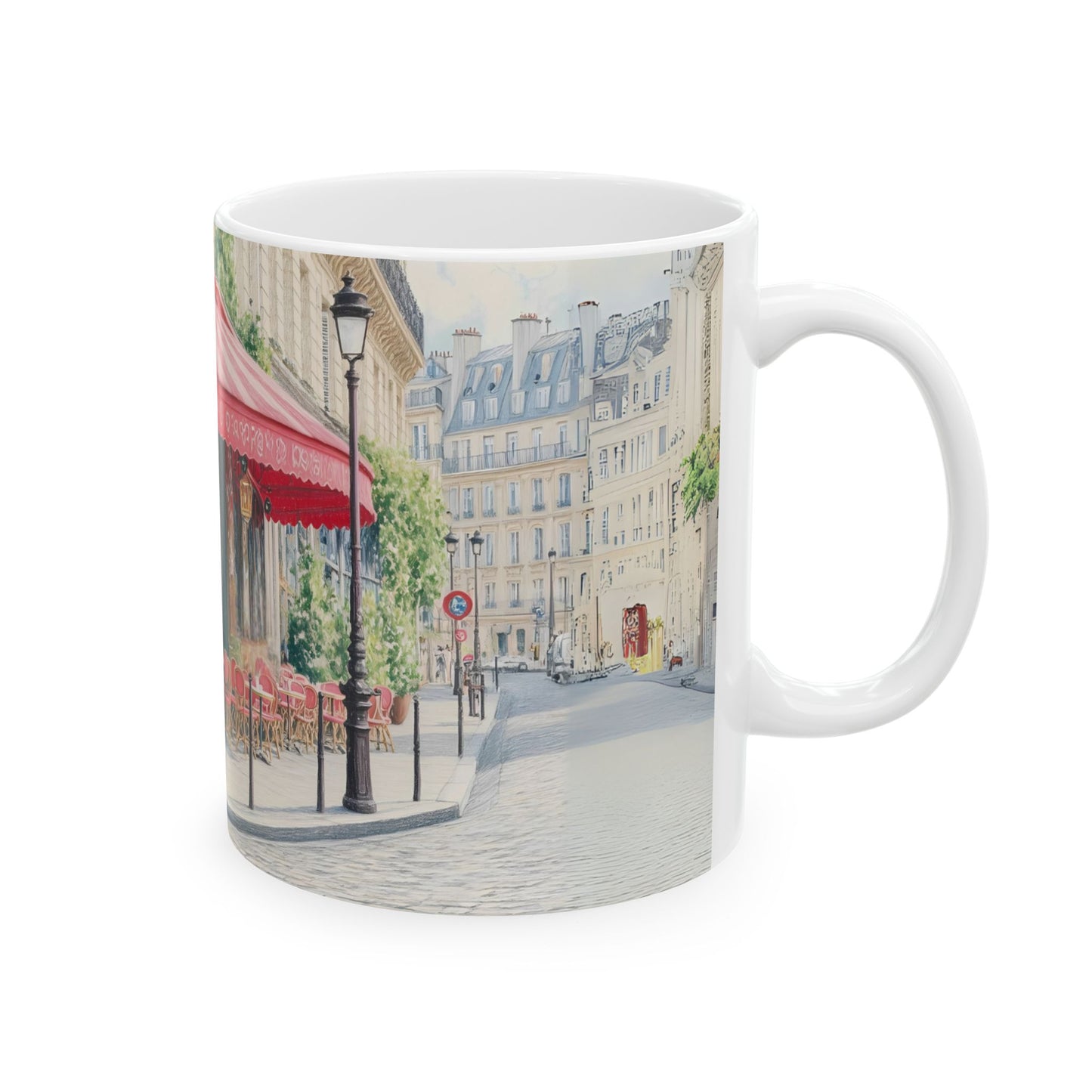 Charming Parisian Cafe Ceramic Mug - Perfect for Coffee Lovers & Gift Giving