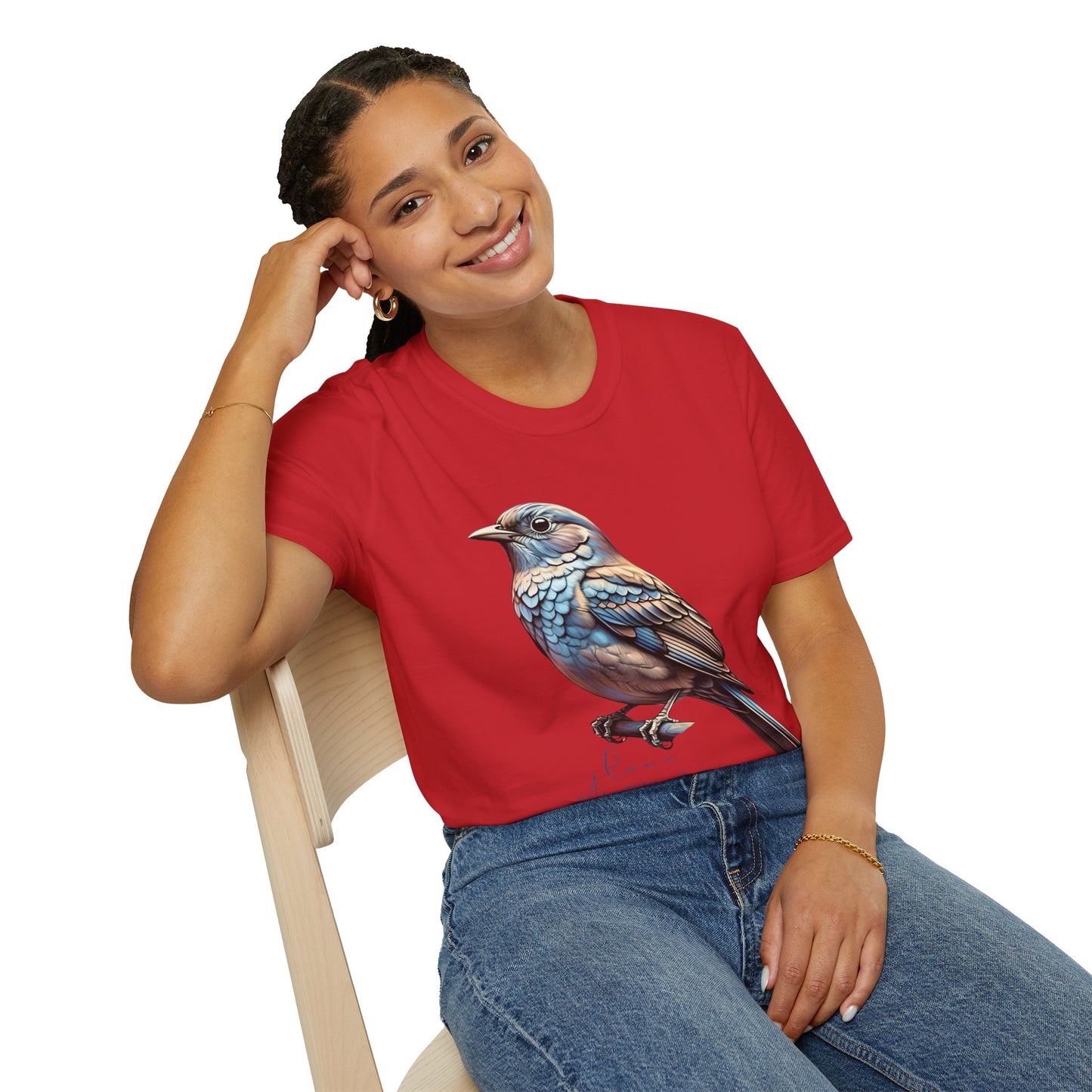Nature-Inspired Bird Graphic T-Shirt for Soft Comfort